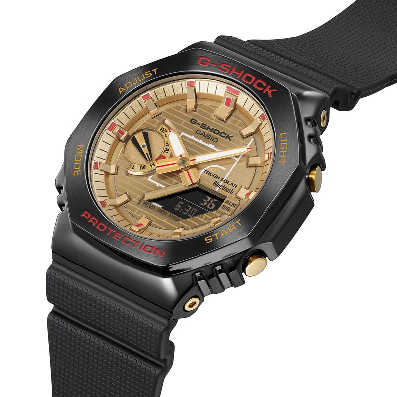 G-Shock G-Steel 2100 Series Gold Dial Black Resin Band Watch GBM2100RH-1A