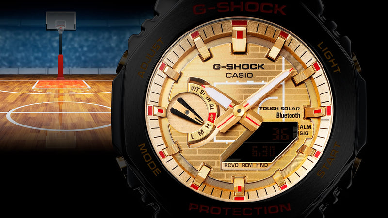 G-Shock G-Steel 2100 Series Gold Dial Black Resin Band Watch GBM2100RH-1A
