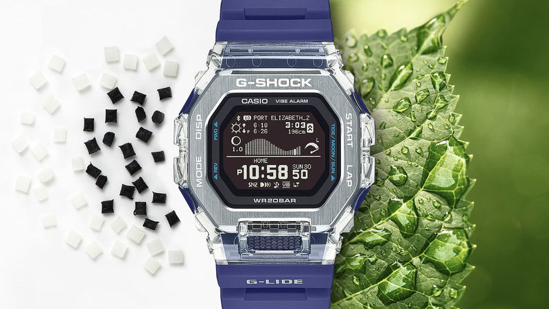 G-Shock GLIDE Gleaming Wave Blue Resin Band Watch GBX100S-2D