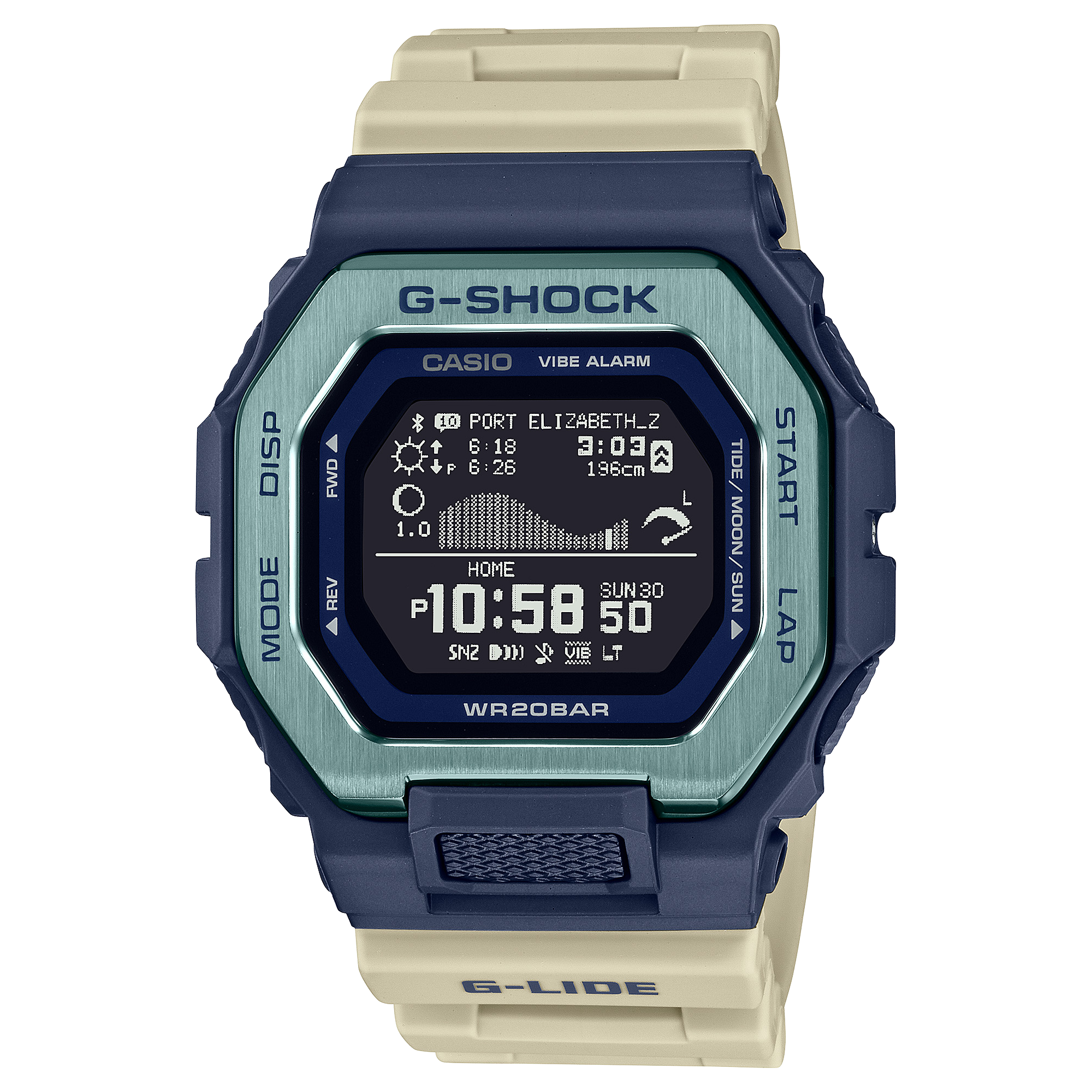 G-Shock G-Lide Sport Tide White Rubber Band Men's Watch GBX100TT-2D