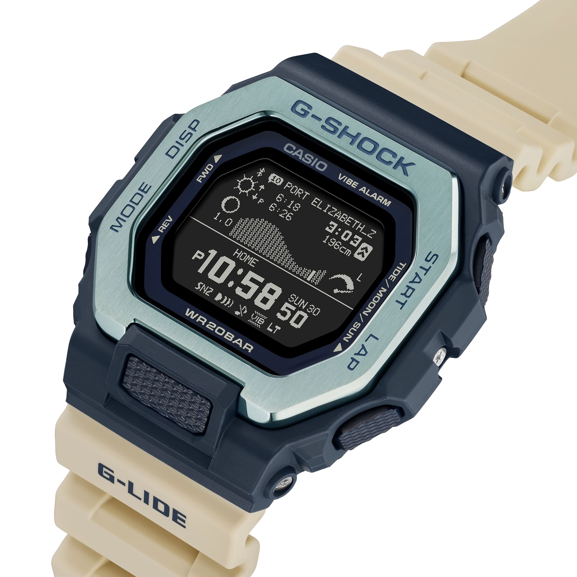 G-Shock G-Lide Sport Tide White Rubber Band Men's Watch GBX100TT-2D