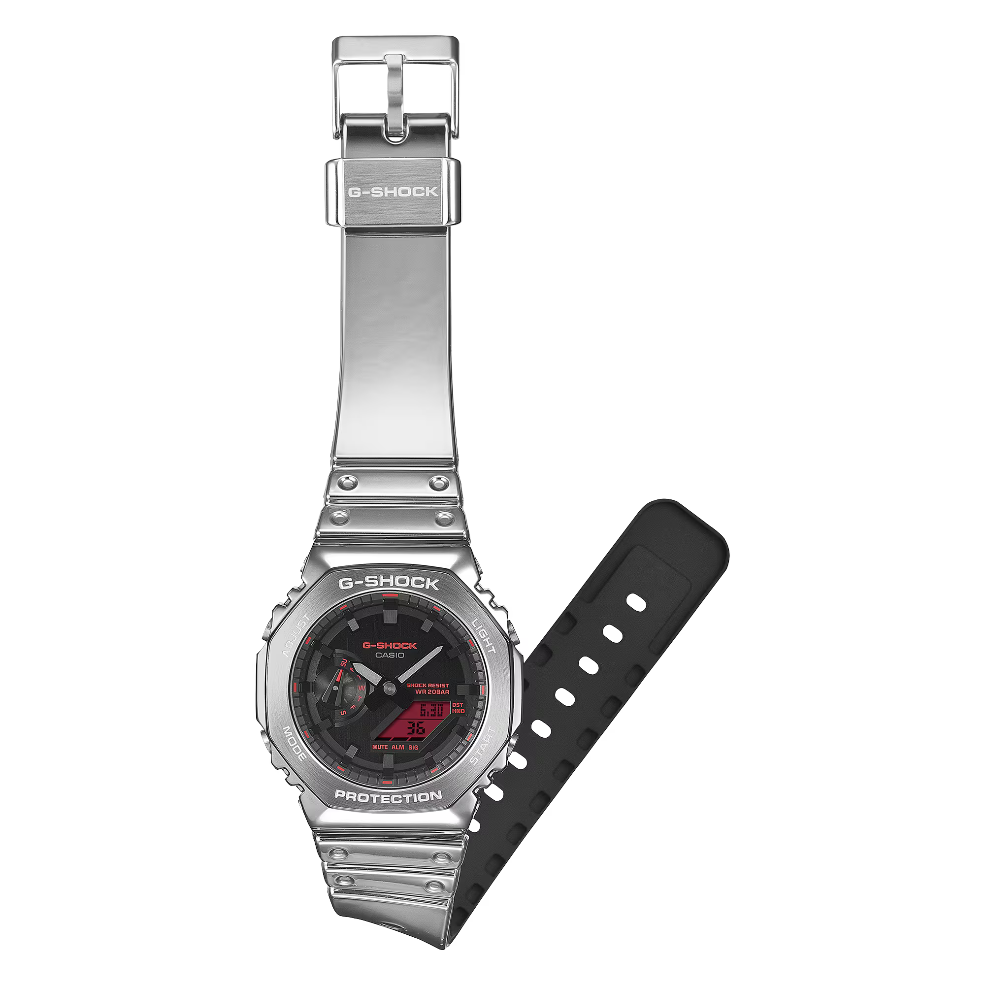 G-Shock Duo Fine Metallic Series Silver Resin Band Stainless Steel Case Watch GM2100YRA-8A