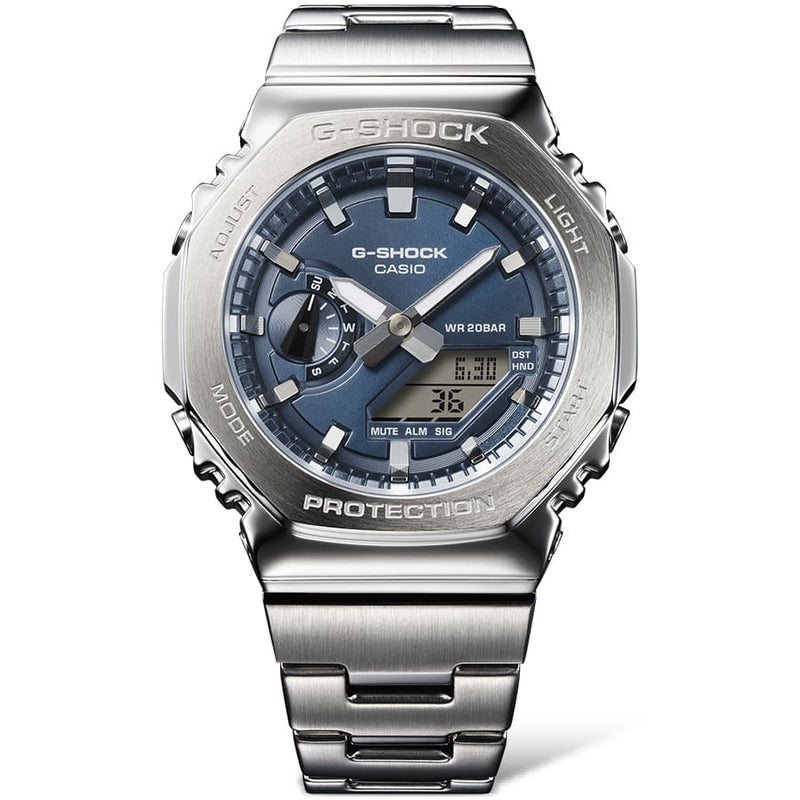 G-Shock G-Steel 2100 Series Blue Dial Stainless Steel Watch GM-2110D-2B