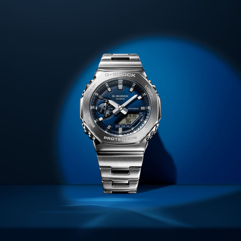 G-Shock G-Steel 2100 Series Blue Dial Stainless Steel Watch GM-2110D-2B