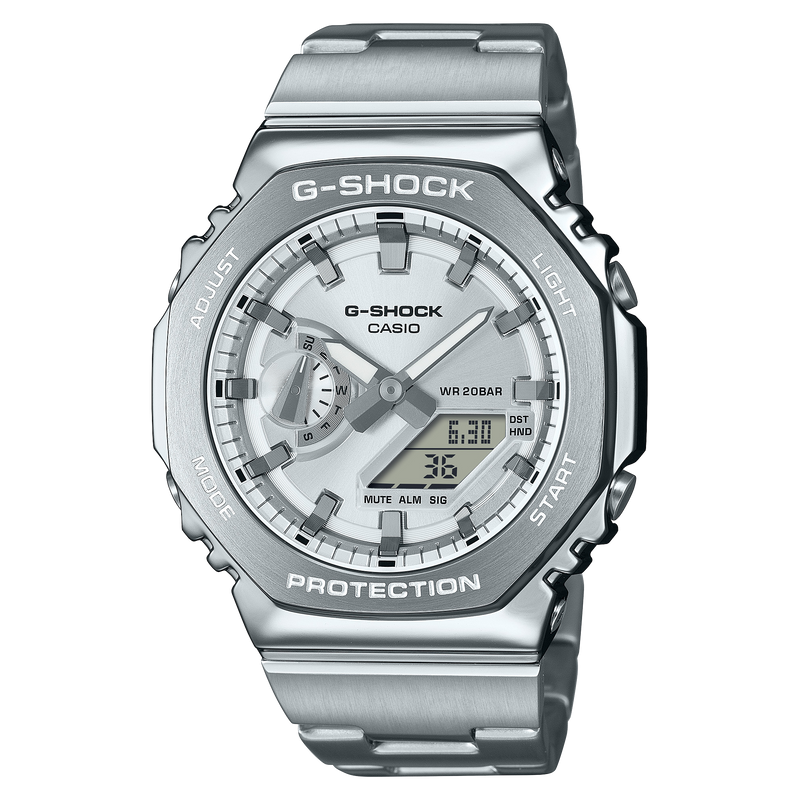 G-Shock G-Steel 2100 Series Silver Dial Stainless Steel Watch GM-2110D-7A