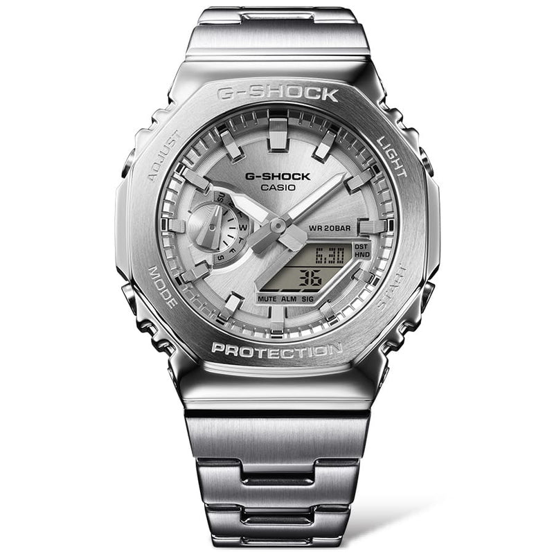 G-Shock G-Steel 2100 Series Silver Dial Stainless Steel Watch GM-2110D-7A