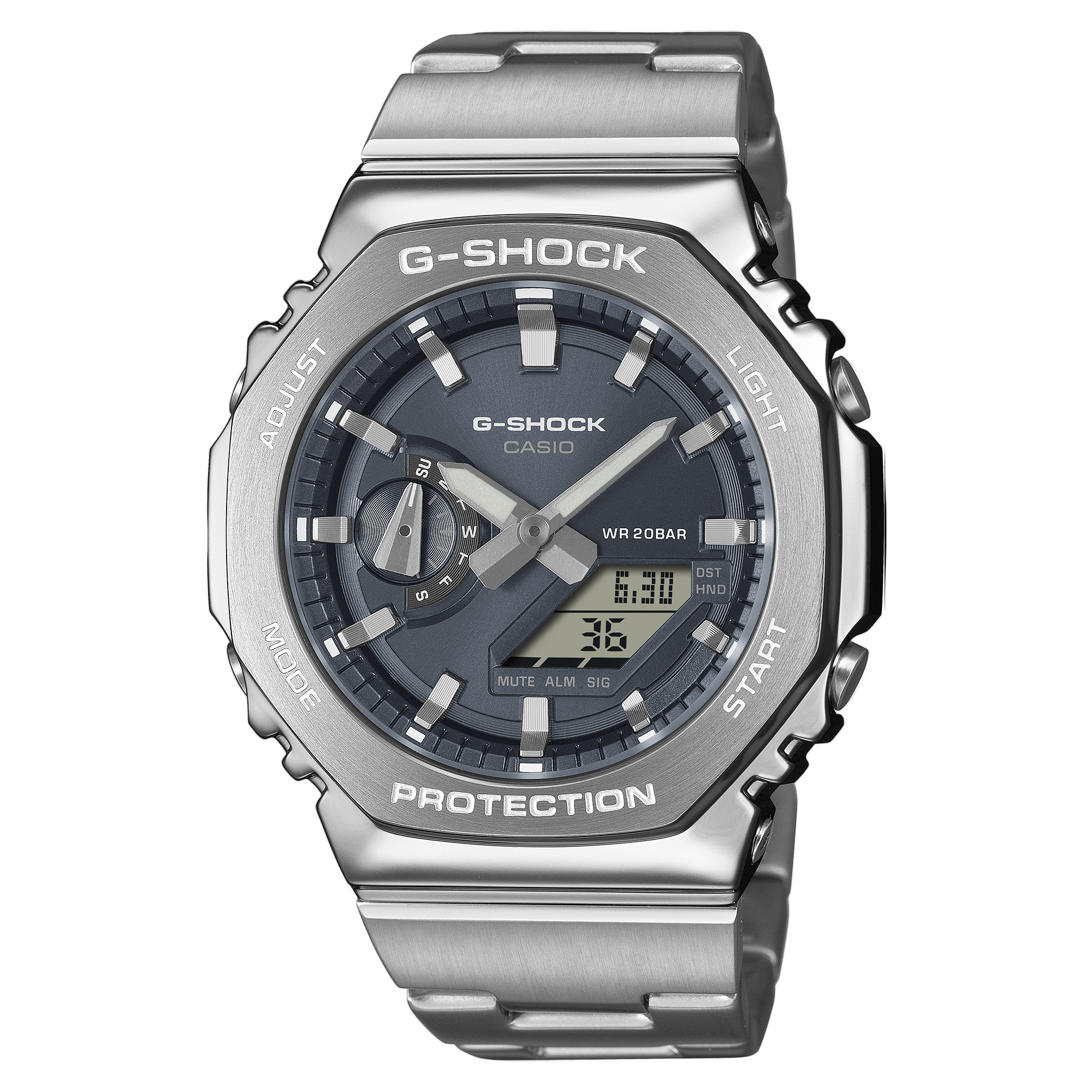 G-Shock Duo Metal Grey Dial Stainless Steel Watch GM2110D-8A
