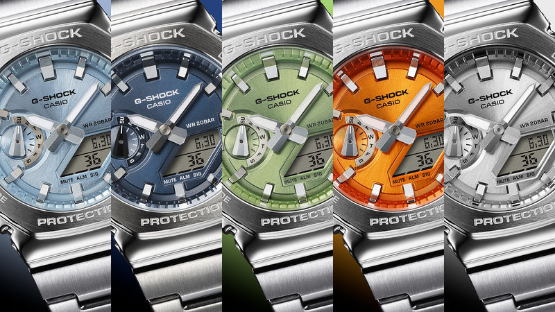 G-Shock G-Steel 2100 Series Blue Dial Stainless Steel Watch GM-2110D-2B