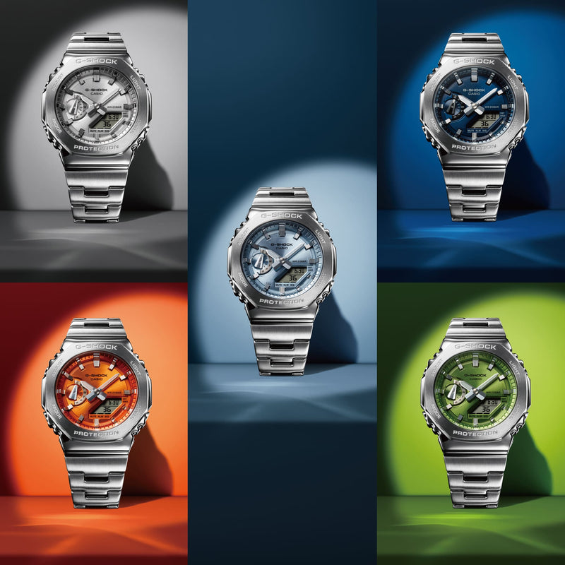 G-Shock G-Steel 2100 Series Blue Dial Stainless Steel Watch GM-2110D-2B