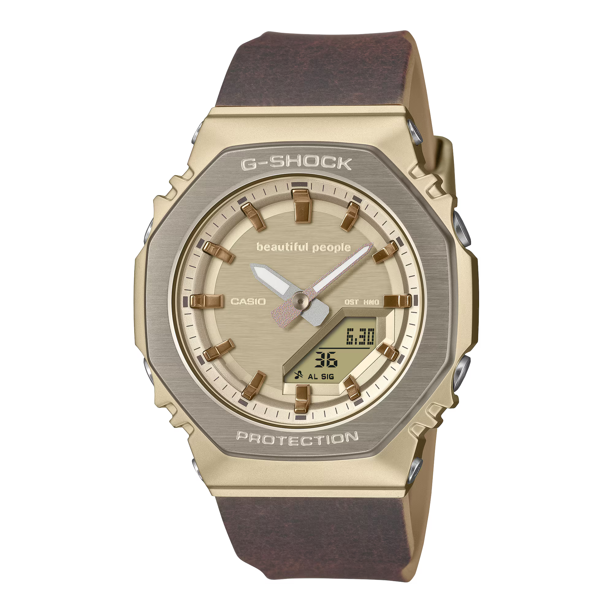 G-Shock x Beautiful People Golden Dial Brown Resin Band Watch GMS2110BP-5A