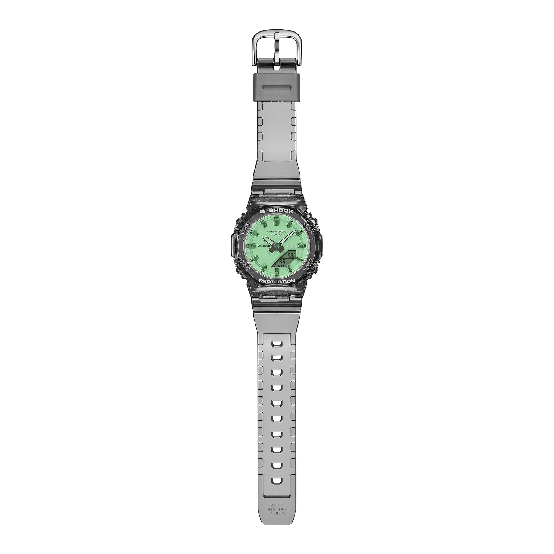 G-Shock Slim CasiOak Digital Transparent Black Green Dial Watch GMAP2100SR-1A