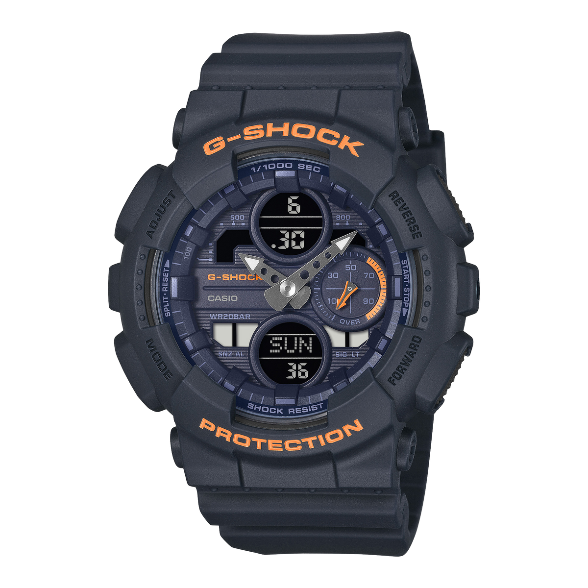 G-Shock Analog Digital Blue Dial Black Resin Band Watch GMAS140-2A2