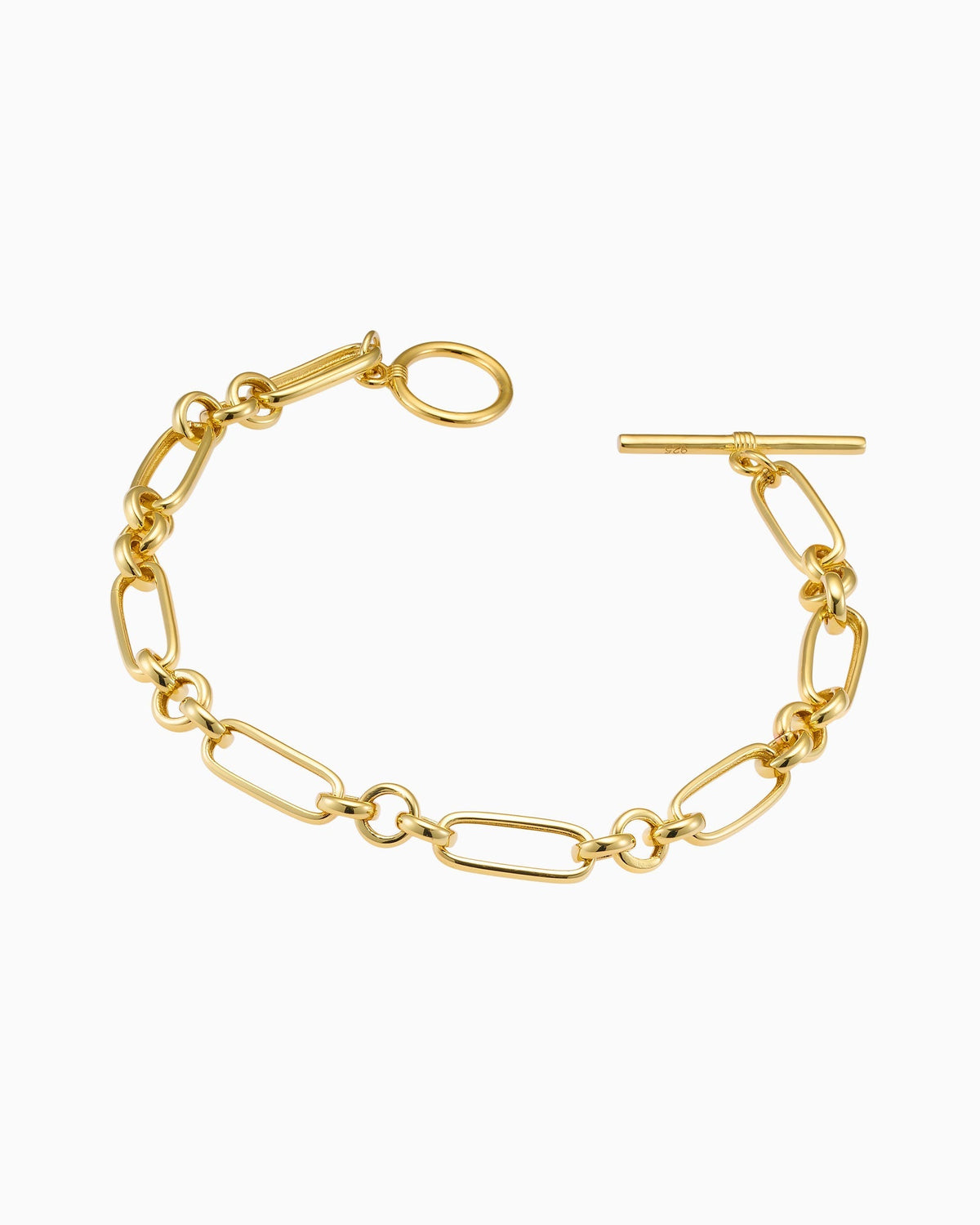 Gold Vermeil Lustre 14k Gold Vermeil Alternate Link T-Bar Bracelet 19cm GVB0003Y GVB0003Y view 3