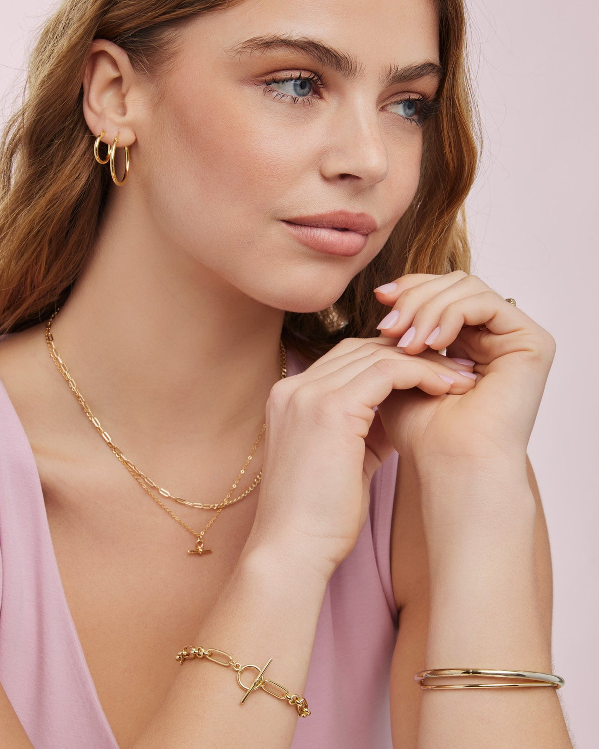 Gold Vermeil Lustre 14k Gold Vermeil Alternate Link T-Bar Bracelet 19cm GVB0003Y GVB0003Y view 2
