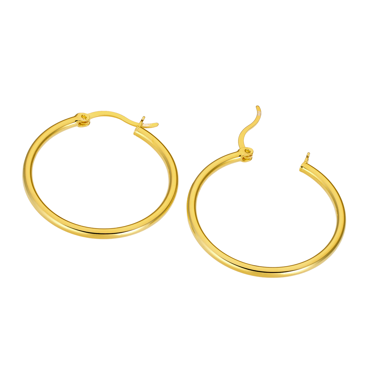 Gold Vermeil Icon 14K Gold Vermeil Plain 30mm Hoop Earrings GVE0015Y GVE0015Y view 5