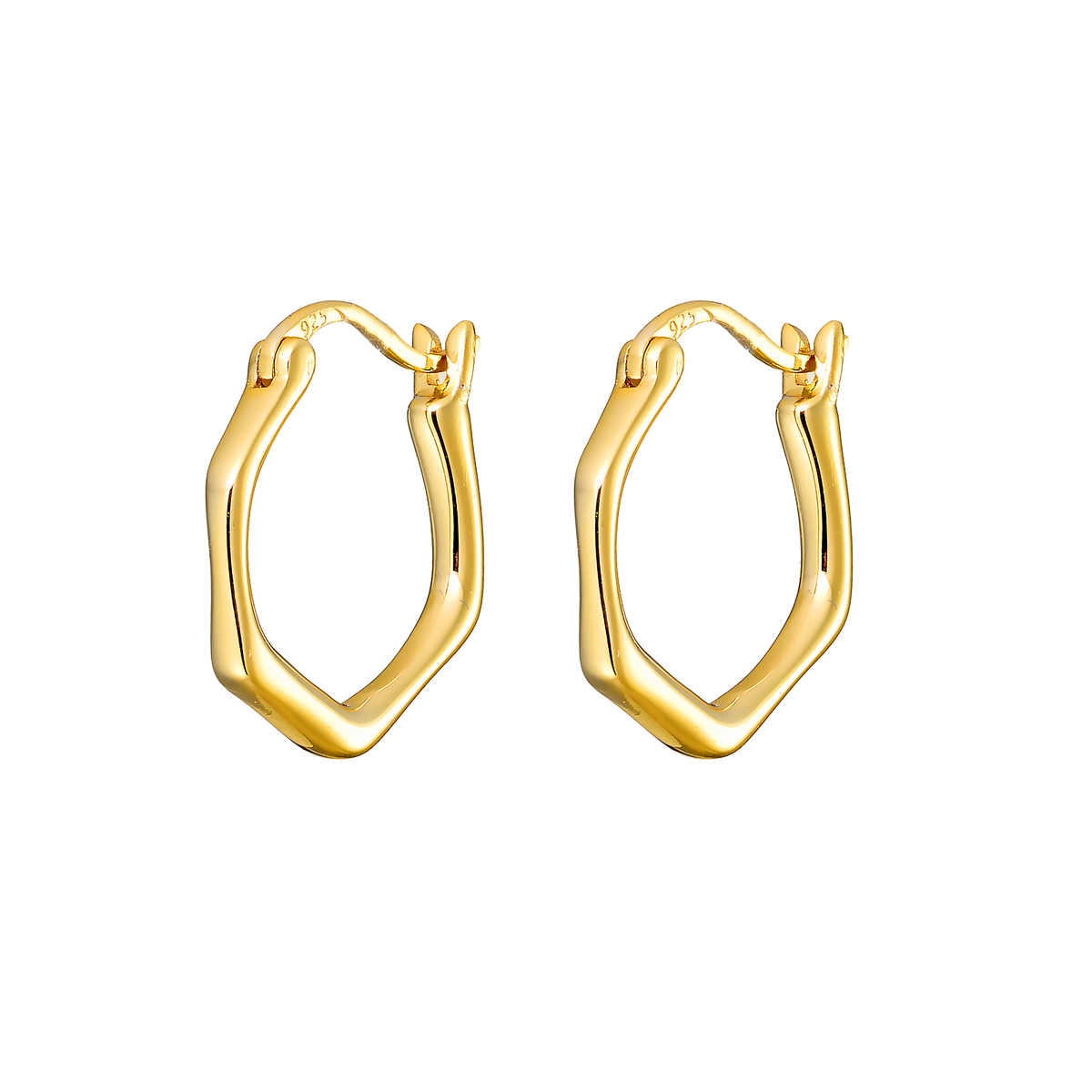 Gold Vermeil Icon 14k Gold Vermeil Angular Huggie Earrings GVE0024Y GVE0024Y view 4
