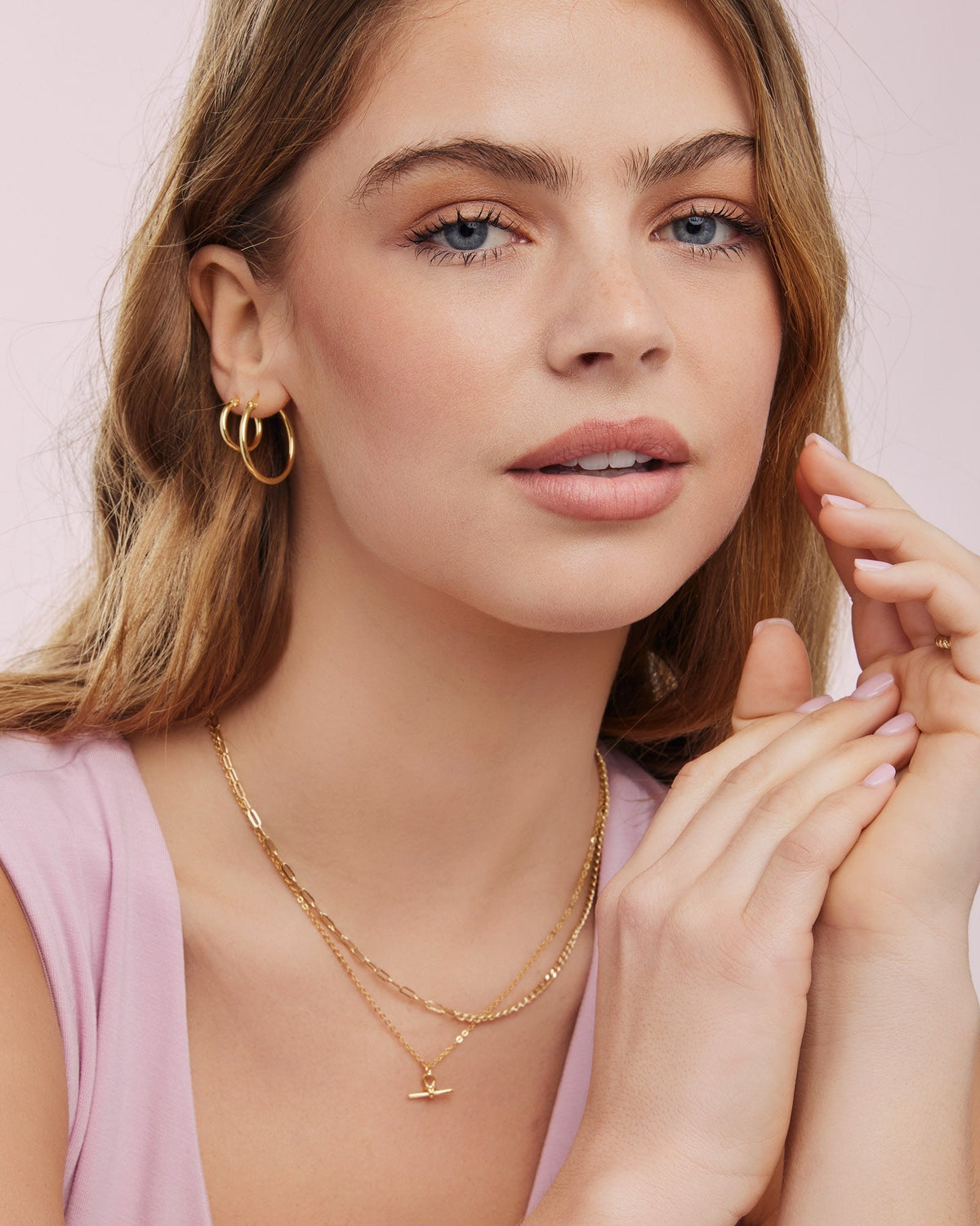 Gold Vermeil Lustre 14k Gold Vermeil Plain T-Bar Necklace GVN0004Y GVN0004Y view 5