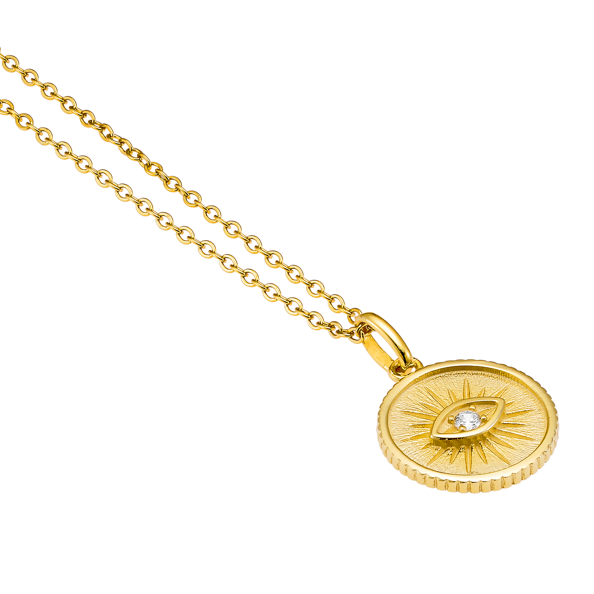 Gold Vermeil Lustre 14k Gold Vermeil Medallion Evil Eye Necklace GVN0012Y GVN0012Y view 4
