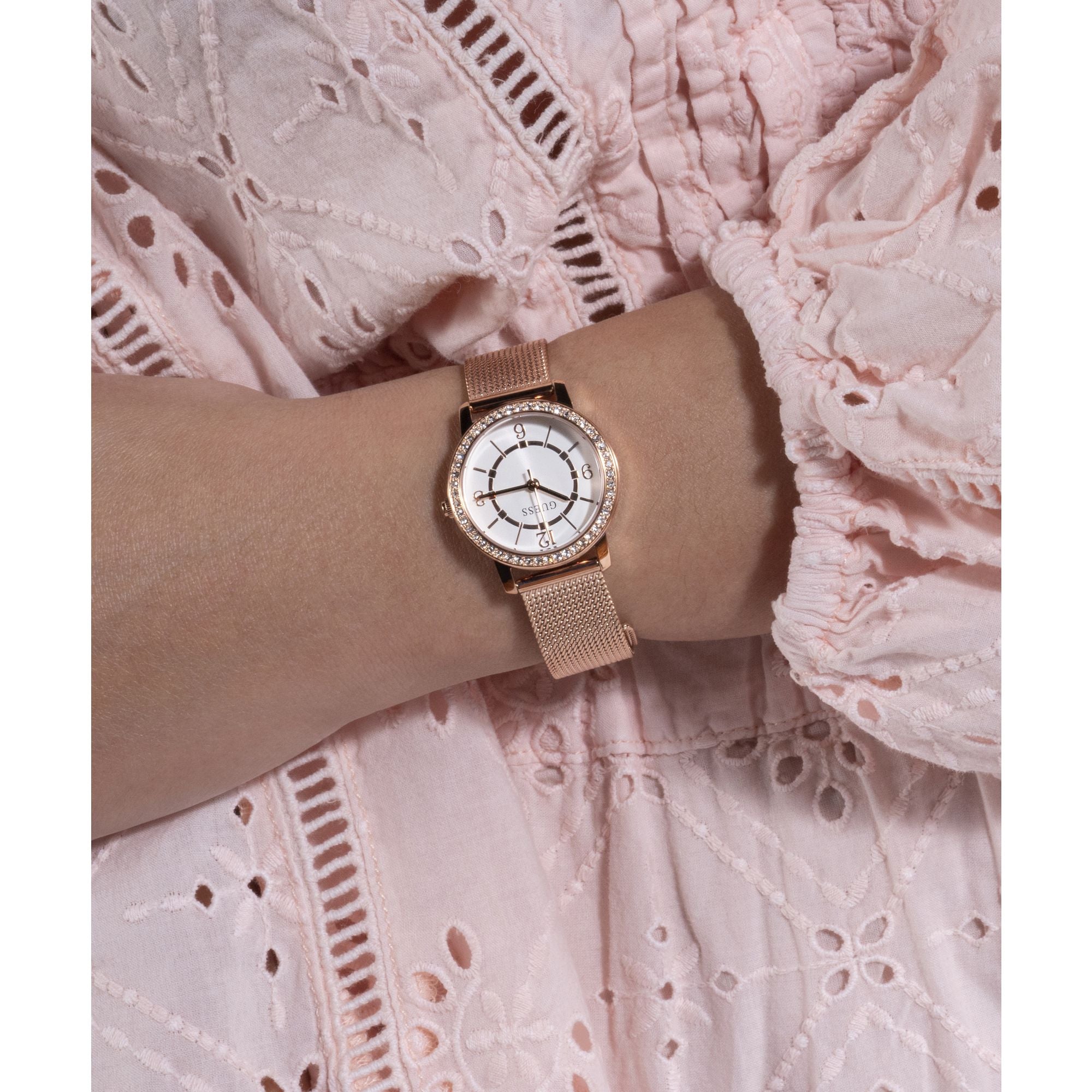 GUESS Ladies Rose Gold Tone Analog Watch GW0534L3