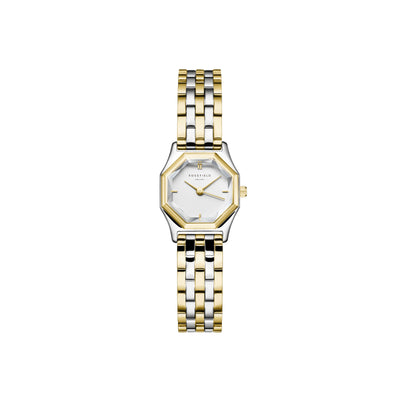 Rosefield Gemme White Steel Duotone Silver Gold Watch GWSSS-G03