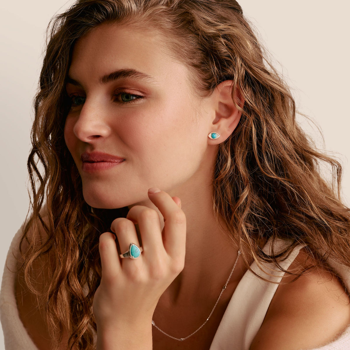 Thomas Sabo Turquoise Eye Stud Earrings Silver