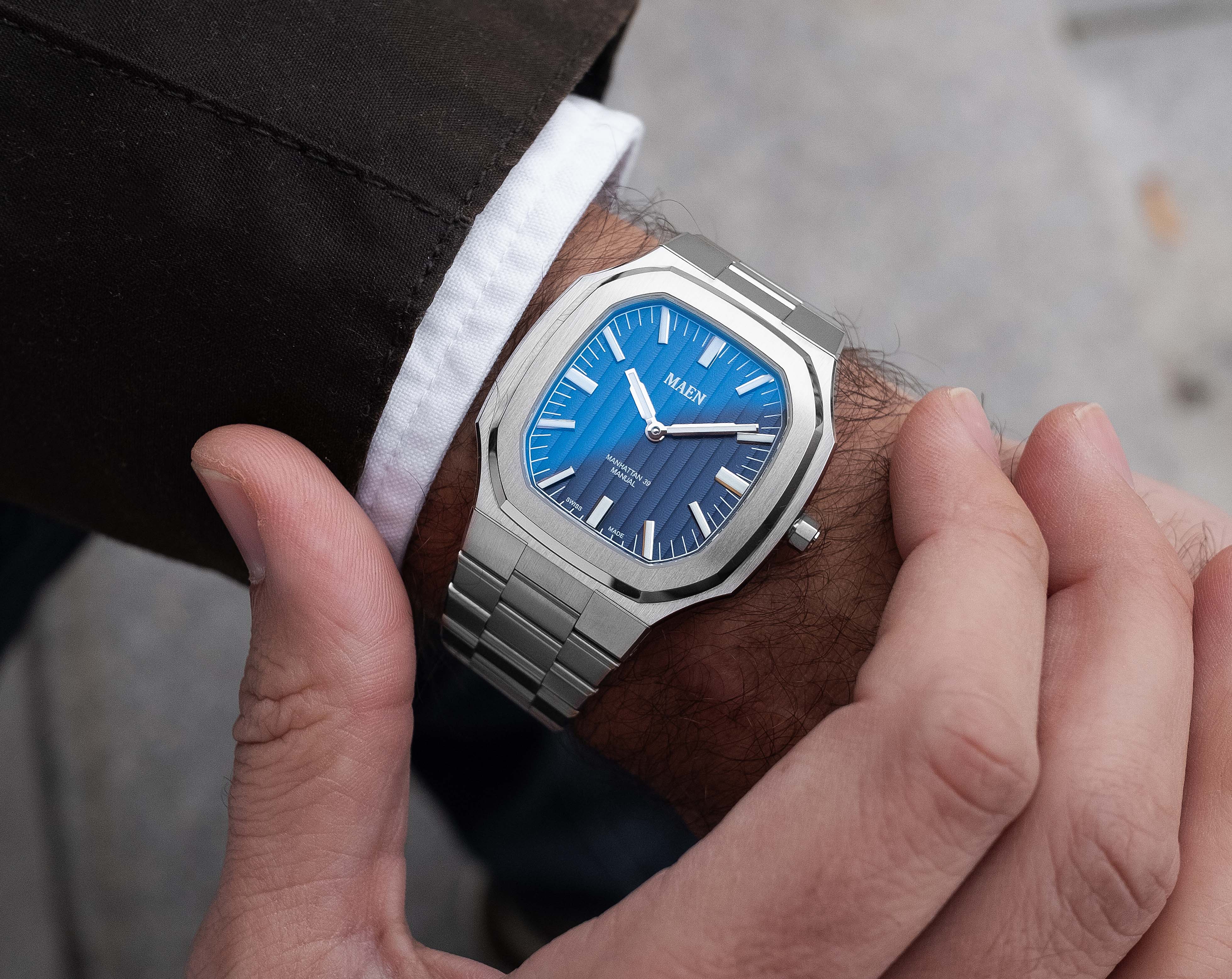 MAEN Manhattan 39 Ultra-Thin Blue Dial No Date Watch M4.1.2