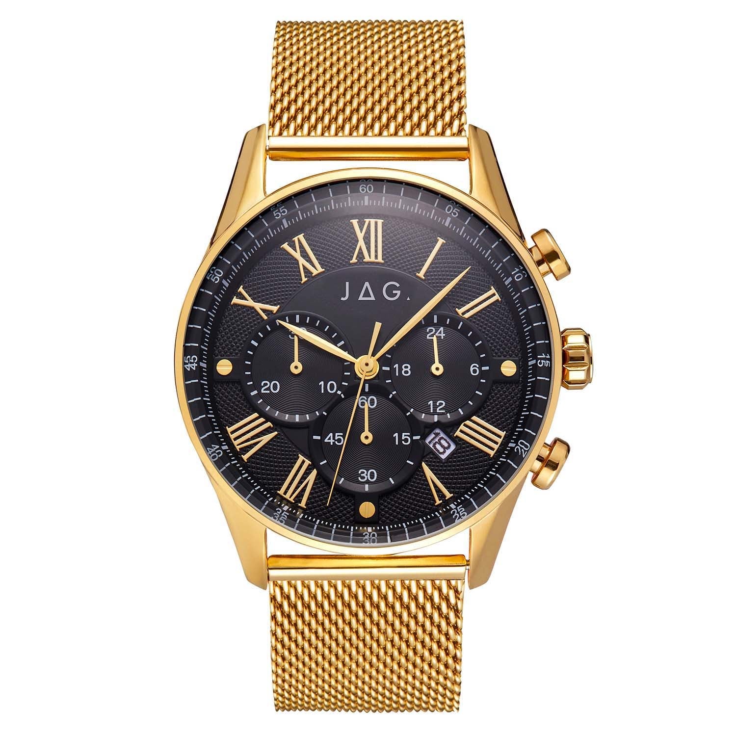 Jag Lachlan Black Stainless Steel 45mm Men's Sophisticated Watch