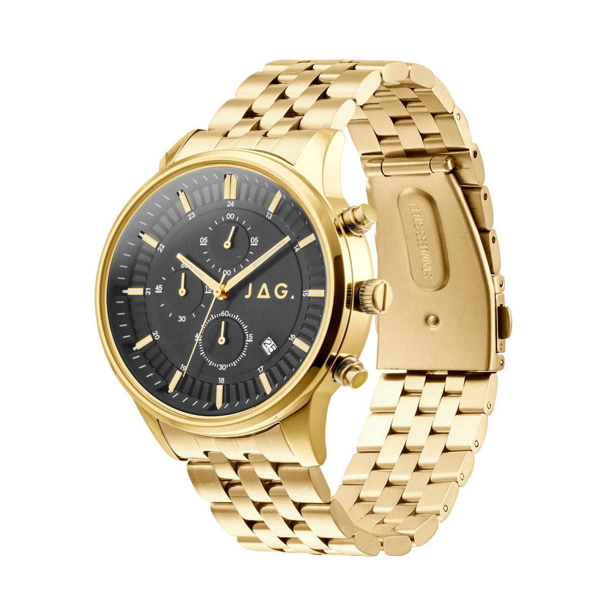 JAG Albany Mens Black Dial 45mm Gold Watch J3015A