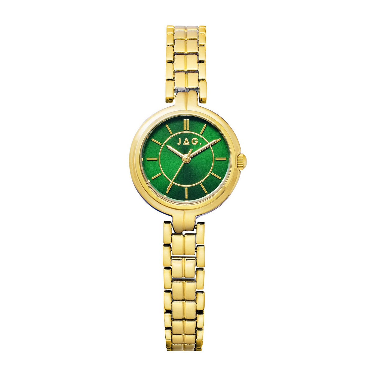 Jag Kelly Green Dial Gold Steel Womens Watch J3058A front packshot