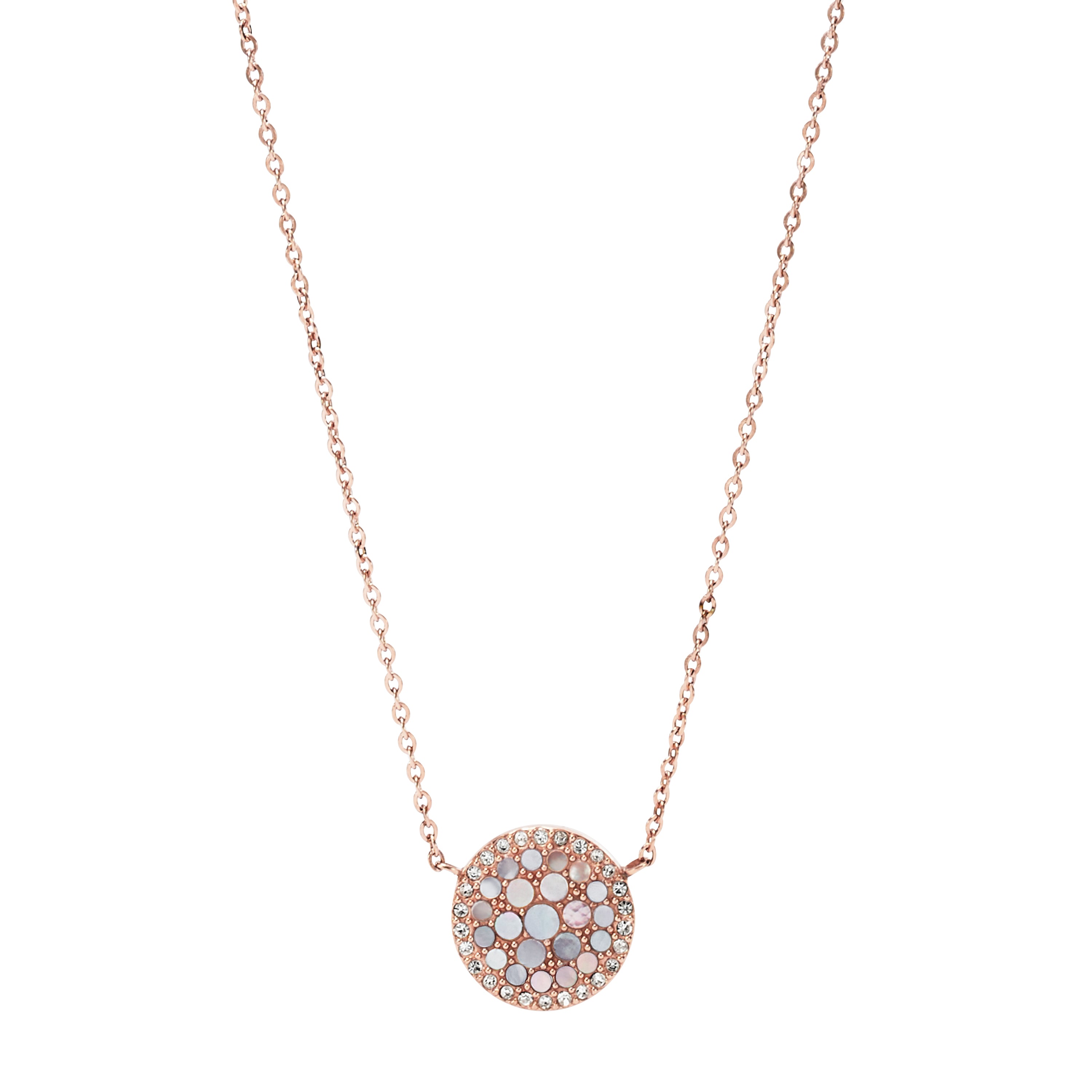 Fossil Pearl Disc Two Tone Necklace JF01740791