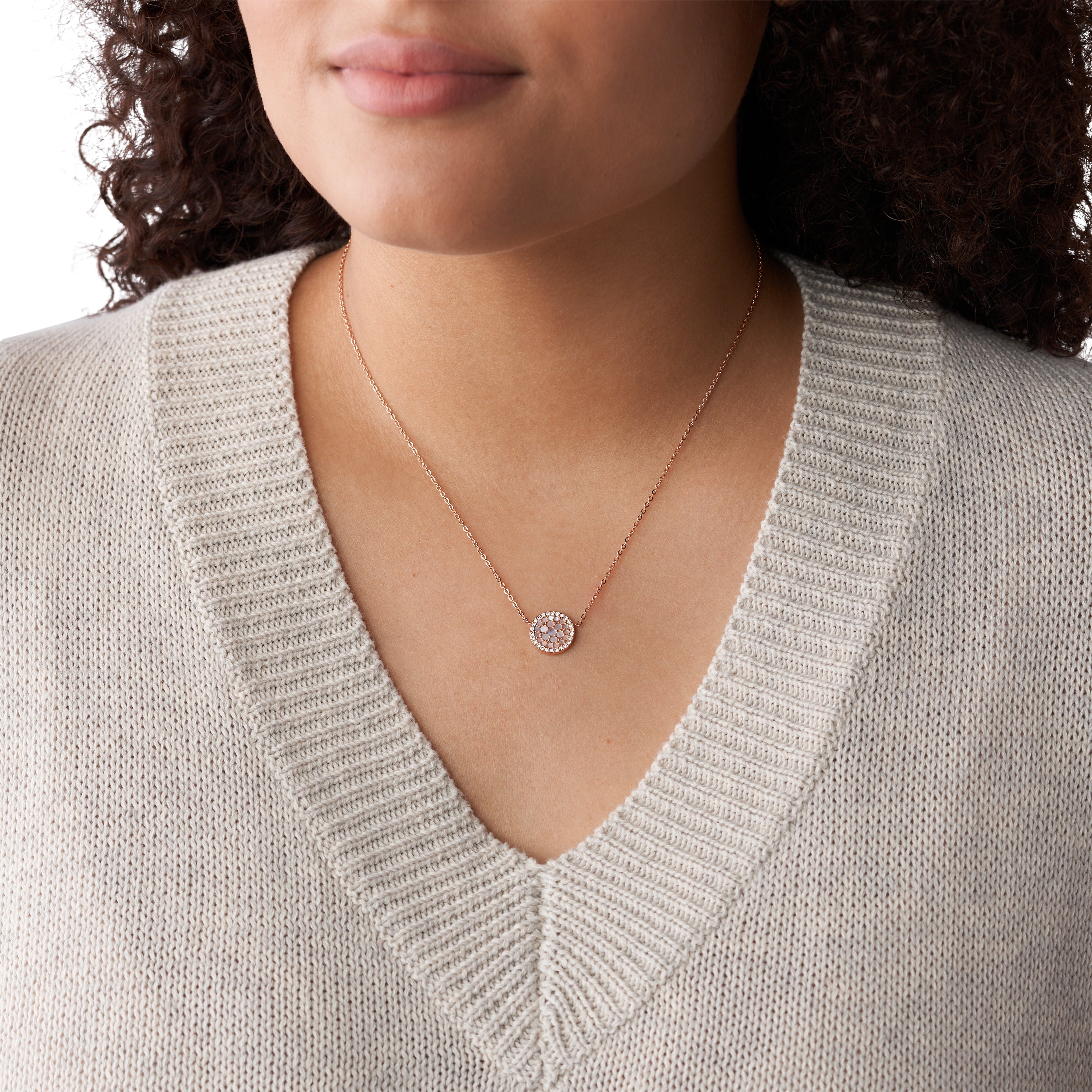 Fossil Pearl Disc Two Tone Necklace JF01740791