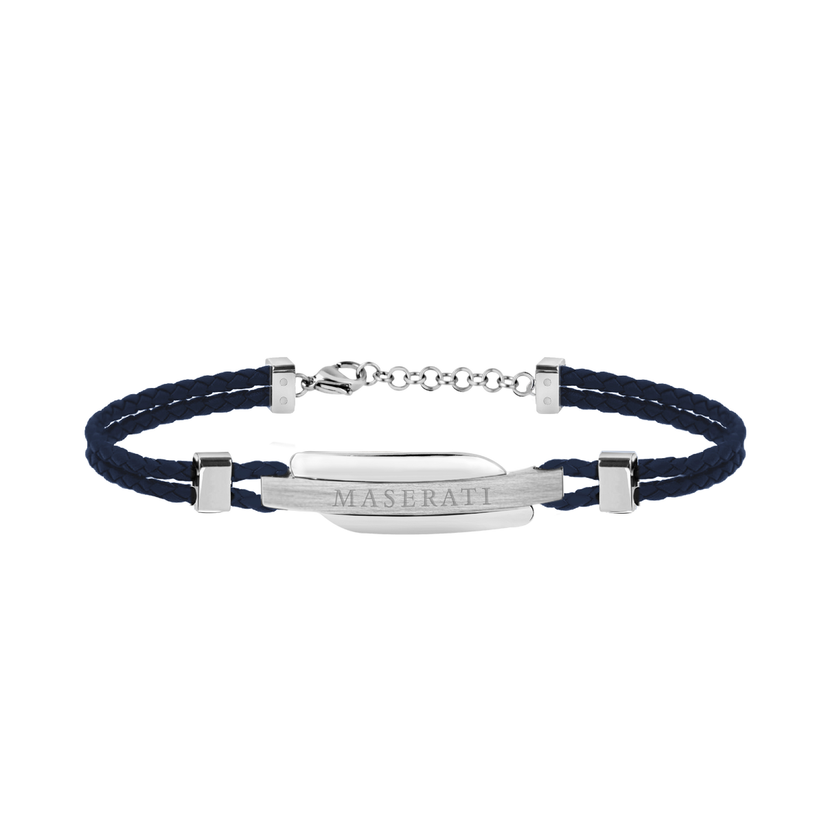 Maserati Signature Men's Blue Leather Bracelet