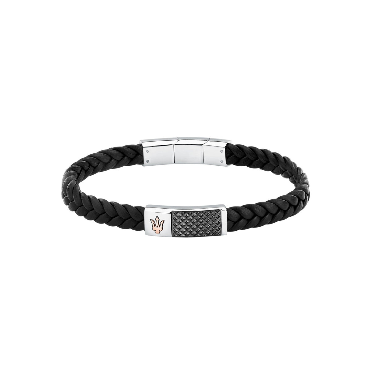 Maserati Men's RG & Gun Metal Leather Bracelet