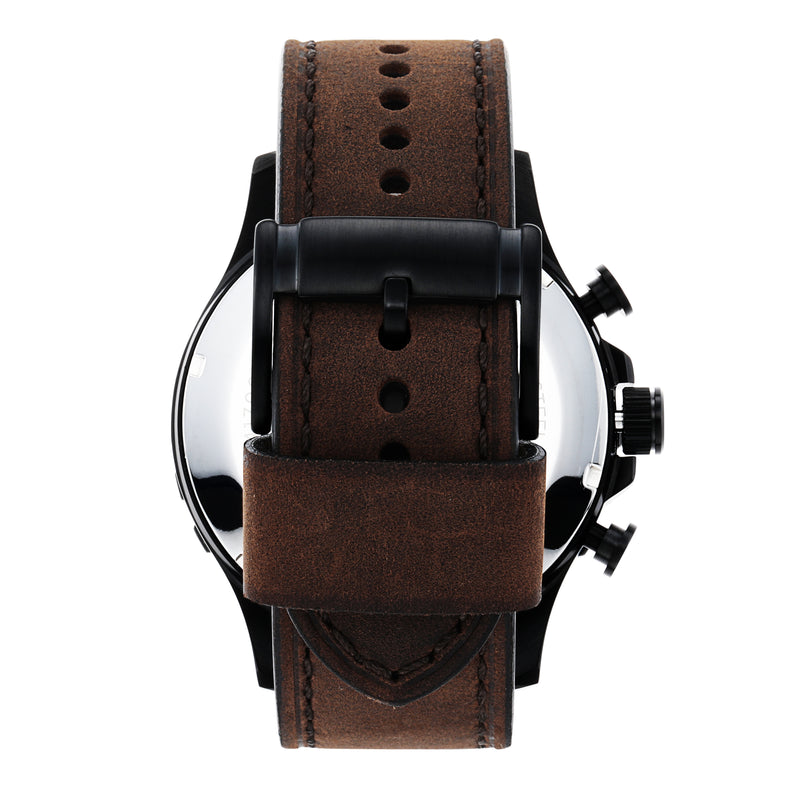 Timeless Fossil Nate Chronograph Watch with Brown Leather Strap