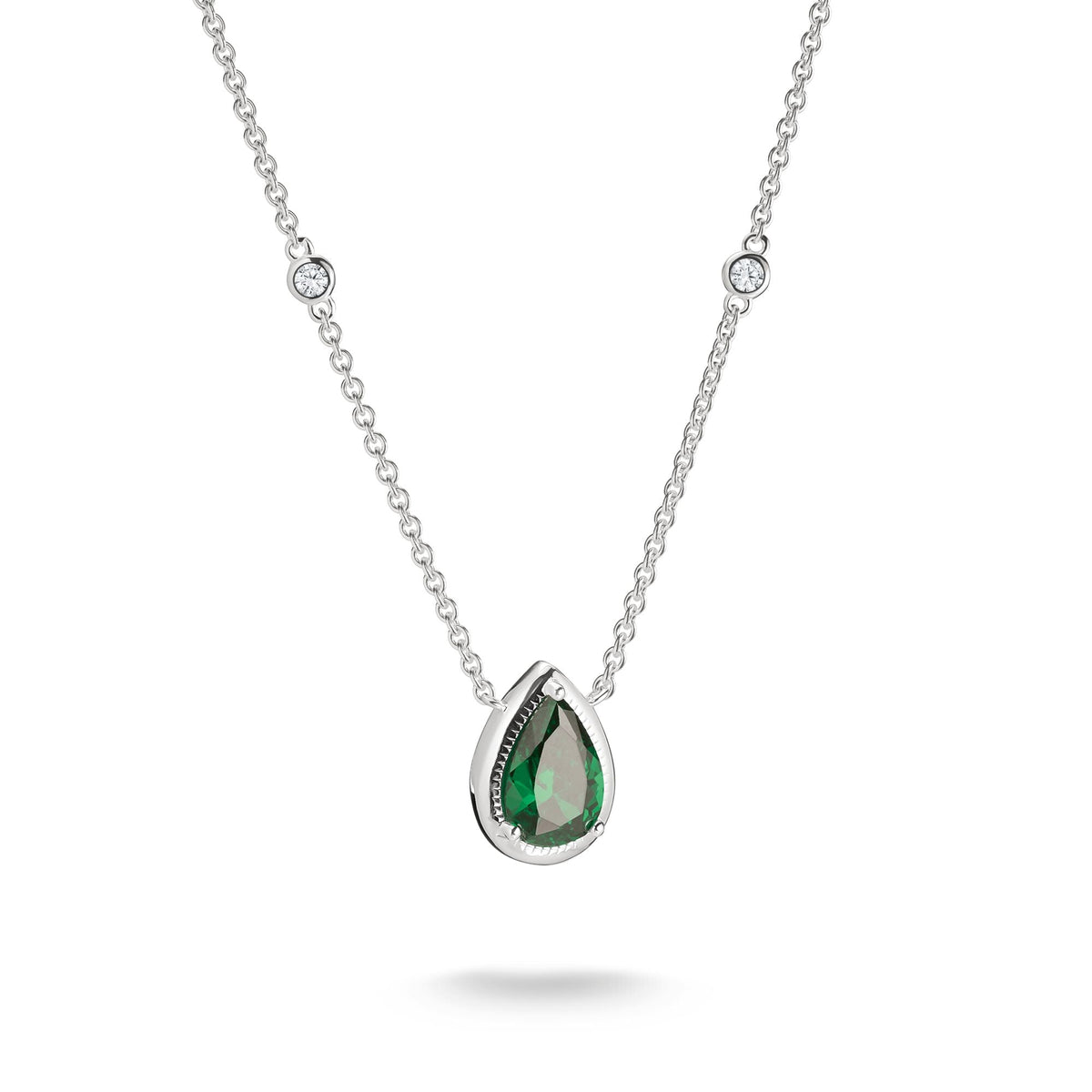 Thomas Sabo Necklace with Green Teardrop Stone Silver