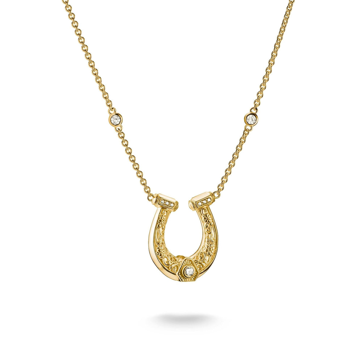 Thomas Sabo Horseshoe Necklace with White Zirconia Stones Gold