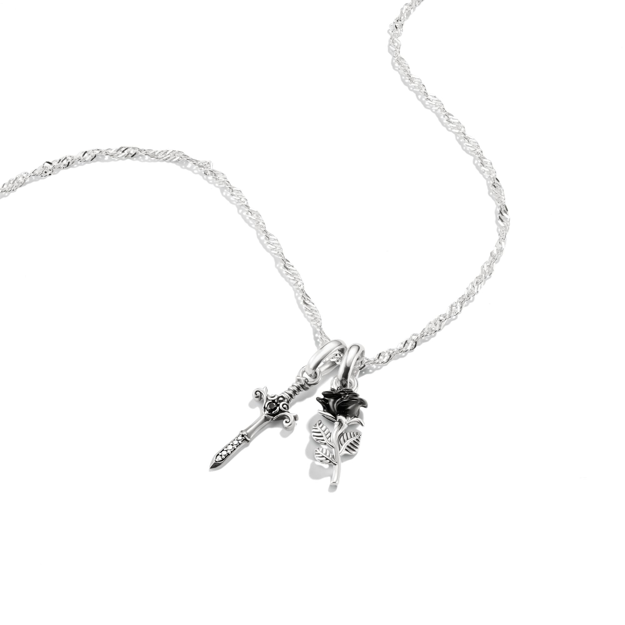 THOMAS SABO Sword and Rose Zirconia Necklace