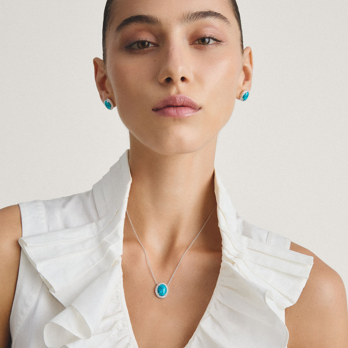 Thomas Sabo Chain with imitation turquoise and zirconia