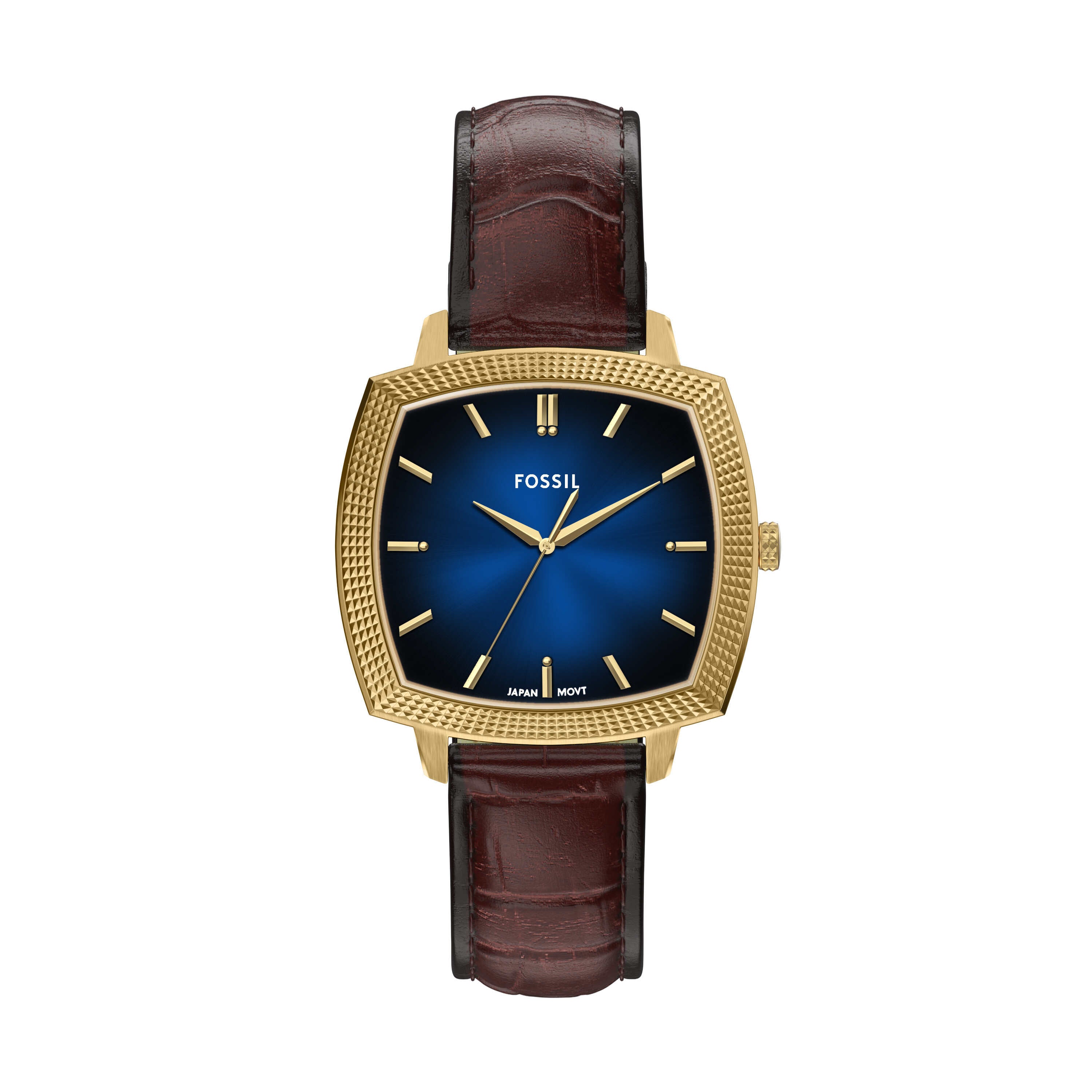 Fossil Machine Luxe Blue Dial Brown Leather Strap Watch LE1215