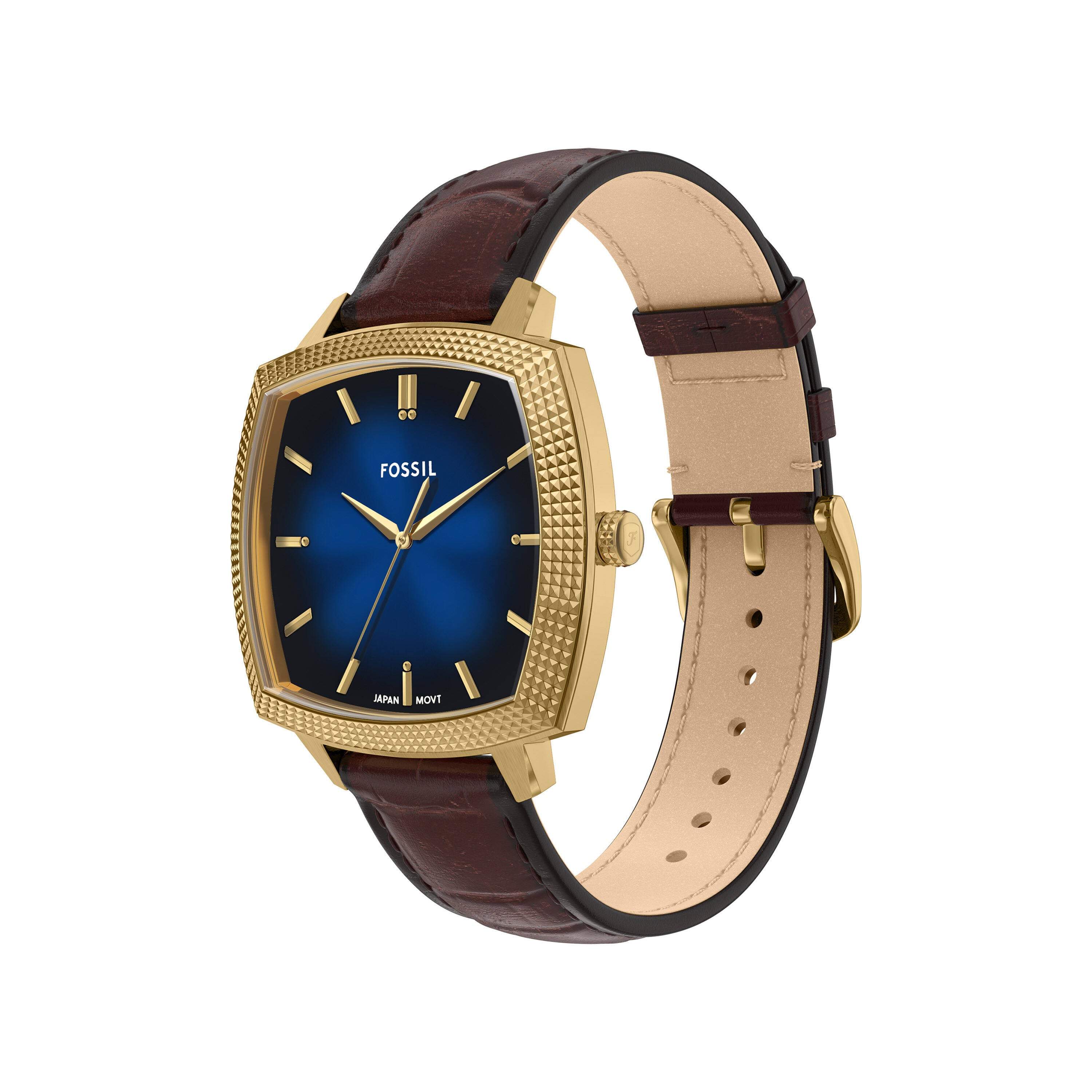 Fossil Machine Luxe Blue Dial Brown Leather Strap Watch LE1215