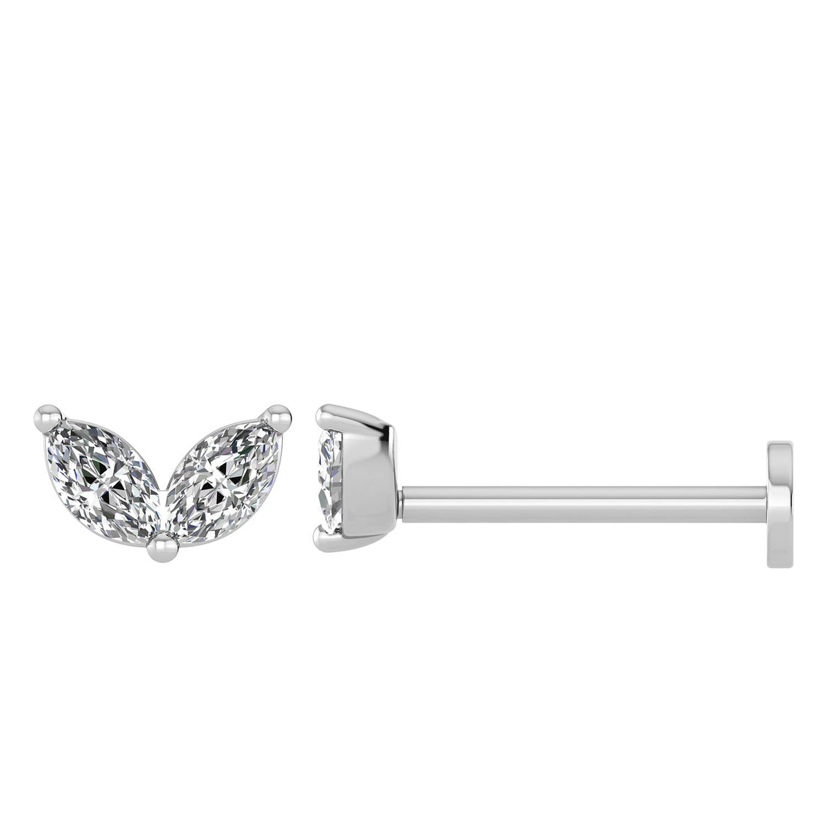 0.12ct Lab Grown Diamond Flat Back Earring in 9K White Gold LGEF-10343-W