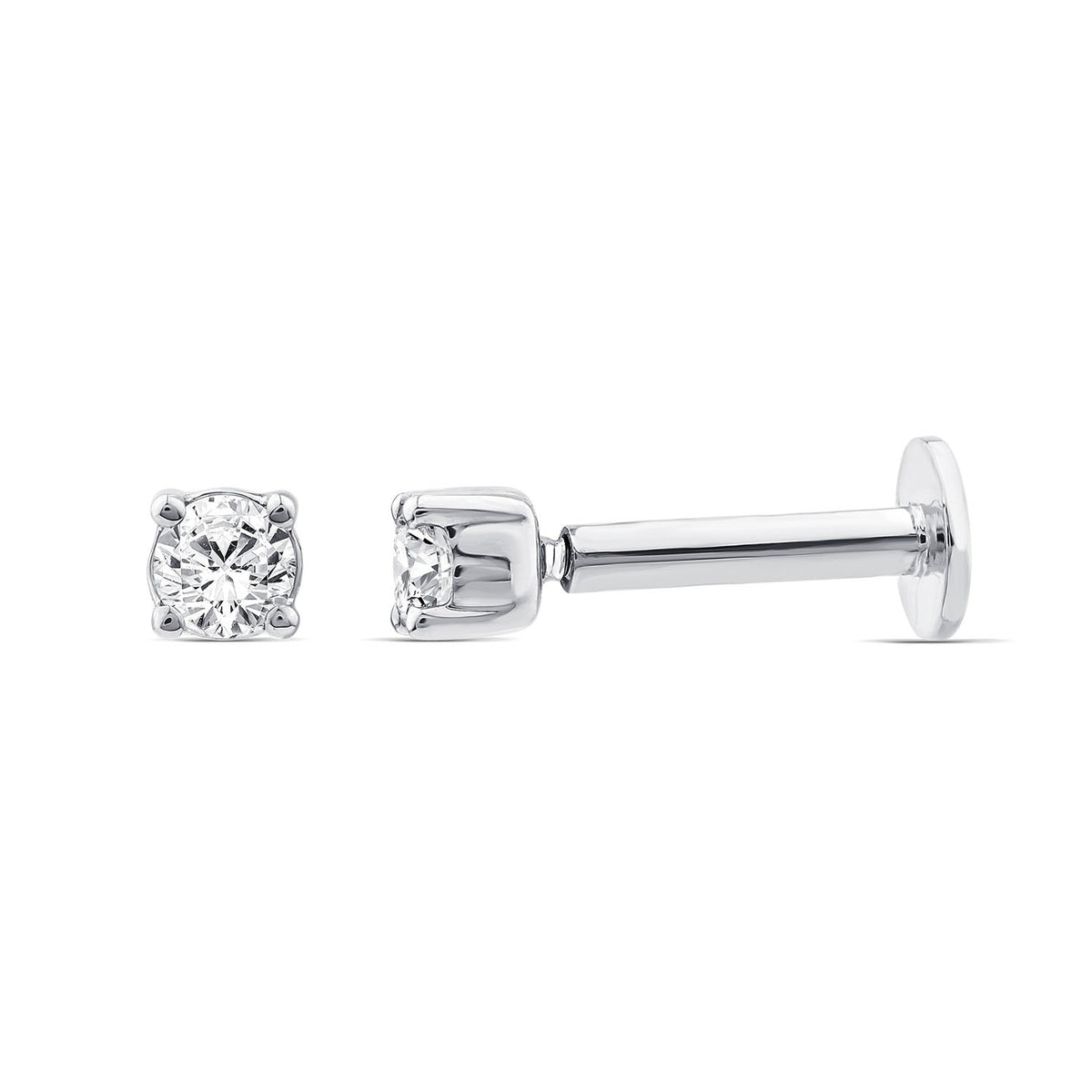 0.05ct Lab Grown Diamond Flat Back Earring in 9K White Gold LGEF-10441-W