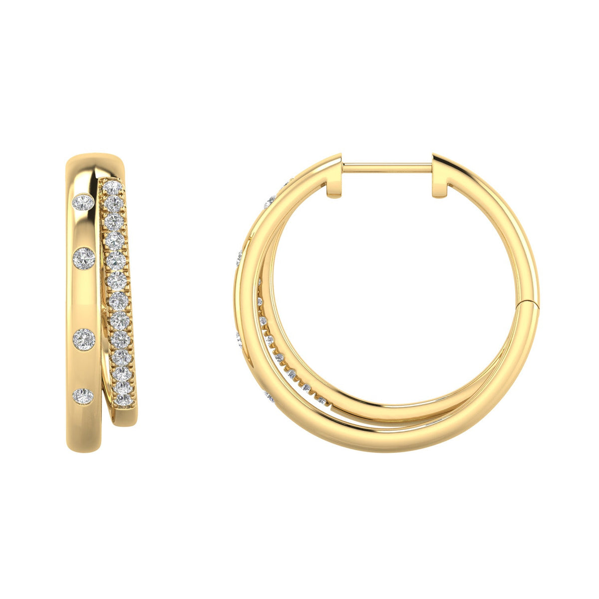 22K Gold Vermeil 0.25ct Lab Grown Diamond 20mm Hoop Earrings