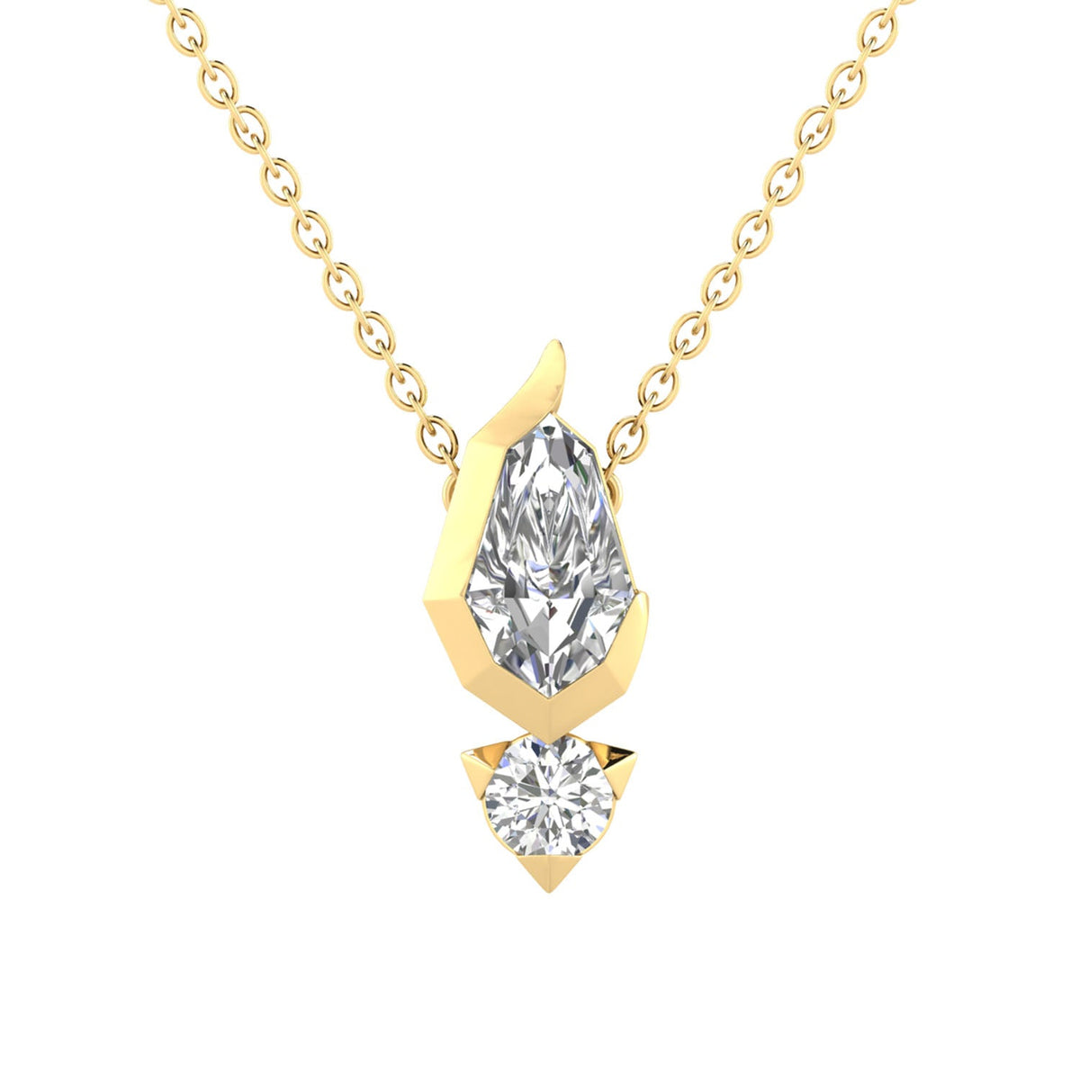 0.60ct Pear Lab Grown Diamond Asterly Necklace in 9K Yellow Gold