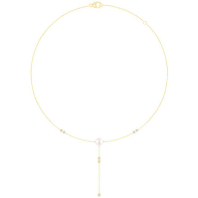 0.15ct Lab Grown Diamond Freshwater Pearl Necklace in 9K Yellow Gold