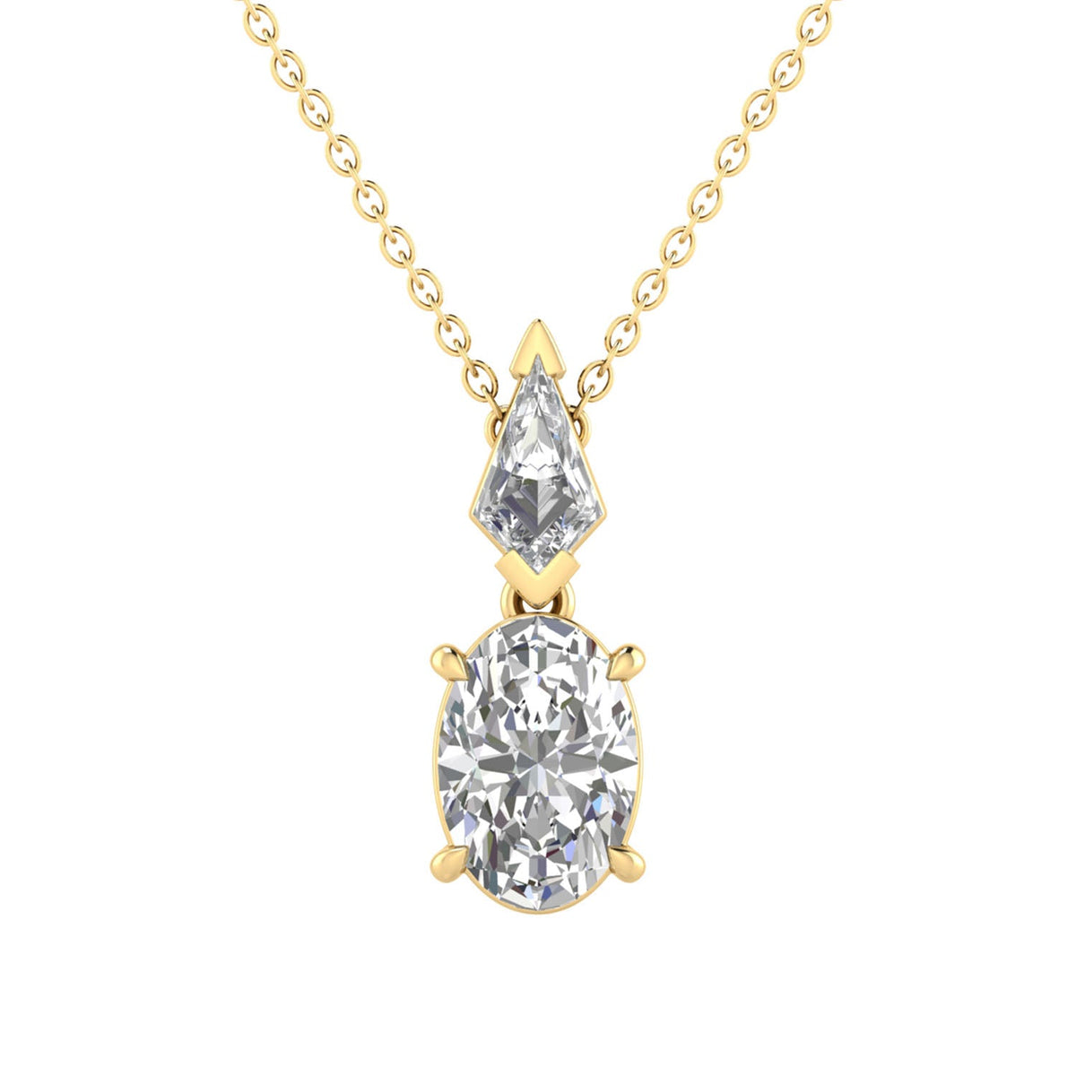 1.15ct Oval Lab Grown Diamond Necklace in 9K Yellow Gold