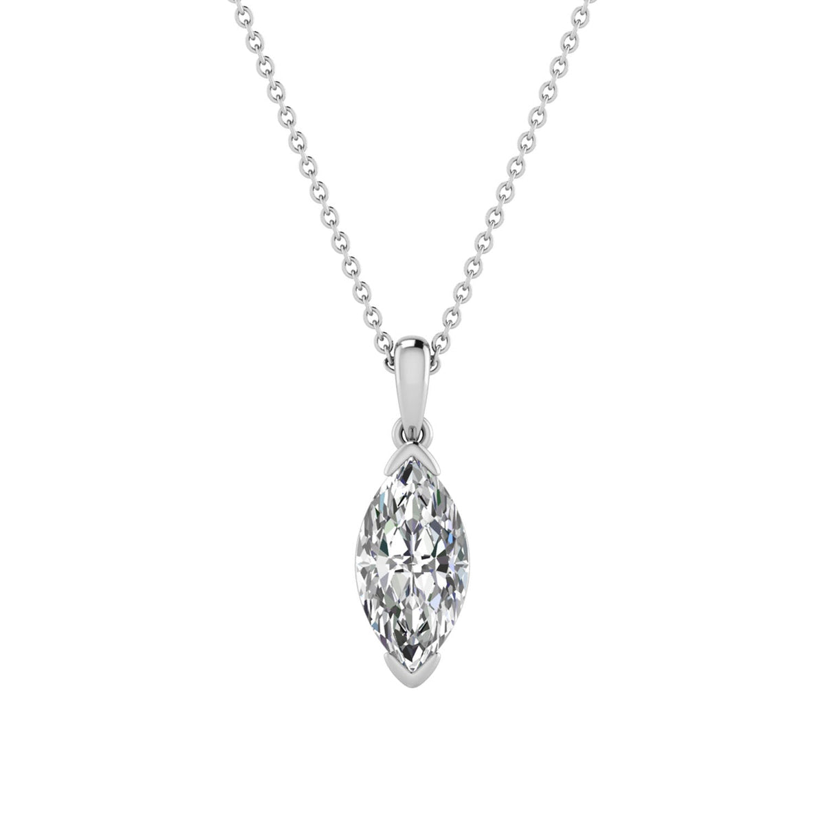 2.00ct Marquise Lab Grown Diamond Necklace in 9K White Gold