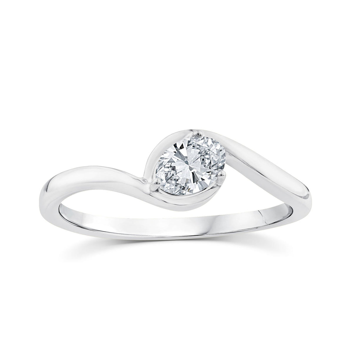 0.33ct Oval Lab Grown Diamond Offset Ring in 9K White Gold