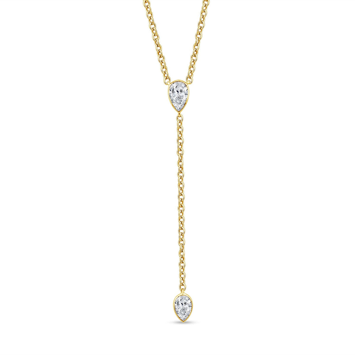 0.65ct Pear Lab Grown Diamond Y-Drop Necklace in 9K Yellow Gold