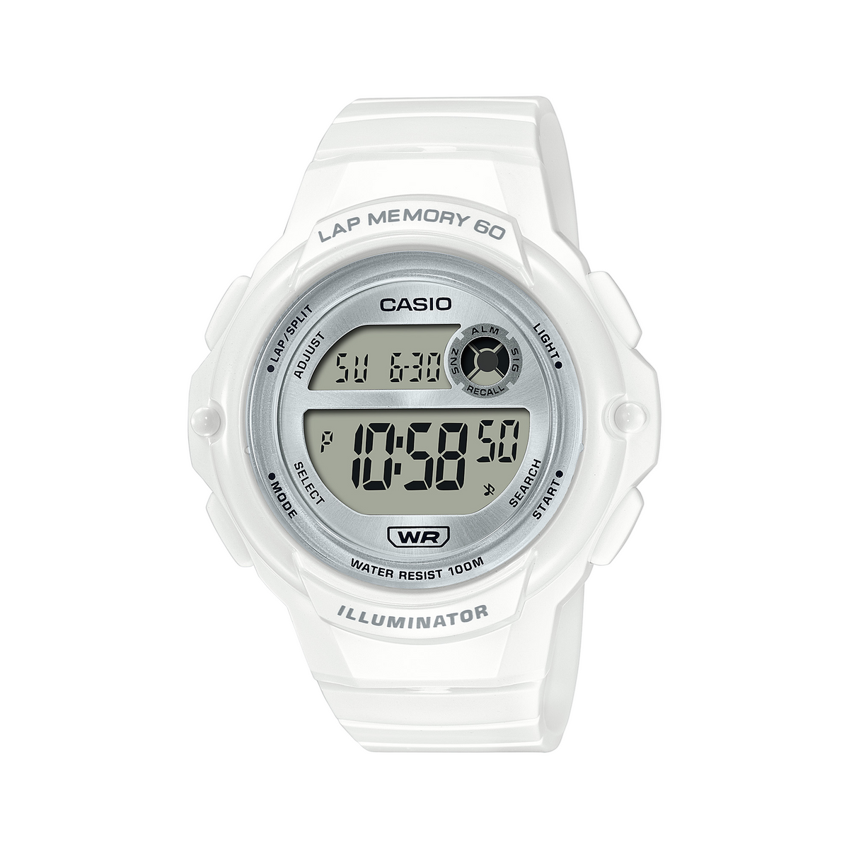 Casio Digital White Resin Band Watch LWS1200H-7A1